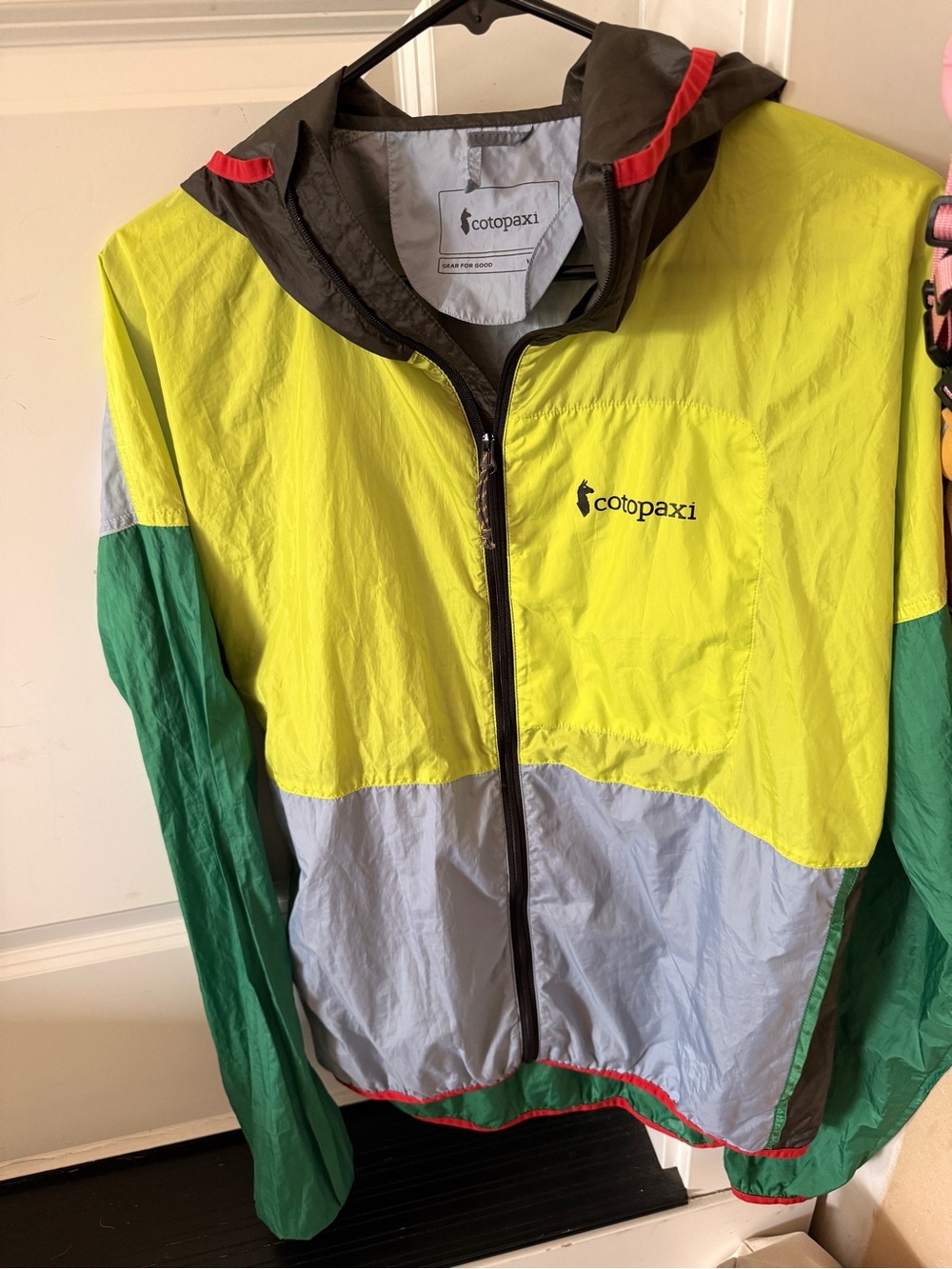 cotopaxi Colorblock Kids' Lightweight Rain Jacket - Yellow, Green, Gray